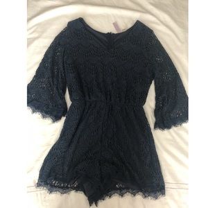 Navy Blue Lace Romper